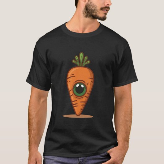 Karotten-Alien – Lustige Gemüsefigur T-Shirt (Vorderseite)
