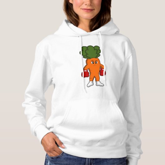 Karotten als Boxer mit Boxhandschuhen Hoodie (Vorderseite)