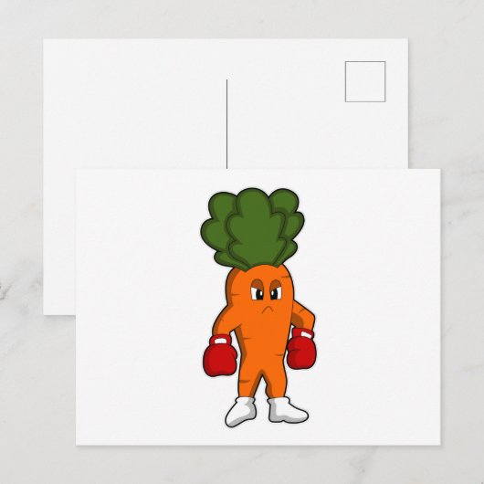 Karotten als Boxer mit Boxhandschuhen Postkarte (Vorne/Hinten)