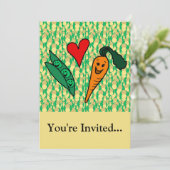 Karotten aus der Liebe der Erbsen, Niedlich-Grün-  Einladung (Stehend Vorderseite)