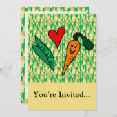 Karotten aus der Liebe der Erbsen, Niedlich-Grün- Einladung (Vorne/Hinten)