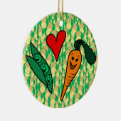 Karotten aus Erbsen, Niedlich grün und orange Lieb Keramik Ornament (Rechts)