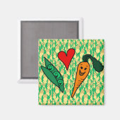 Karotten aus Erbsen, Niedlich grün und orange Lieb Magnet (Vorderseite/Rückseite)