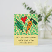 Karotten aus Erbsen, Niedlich grün und orange Lieb Postkarte (Stehend Vorderseite)