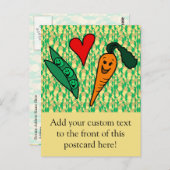 Karotten aus Erbsen, Niedlich grün und orange Lieb Postkarte (Vorne/Hinten)