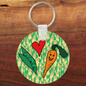 Karotten aus Erbsen, Niedlich grün und orange Lieb Schlüsselanhänger (Rückseite)
