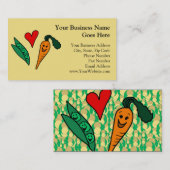 Karotten aus Erbsen, Niedlich grün und orange Lieb Visitenkarte (Vorne/Hinten)