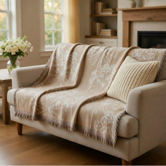 Karotten-Blumen-Silhouette Sanftes Beige Decke