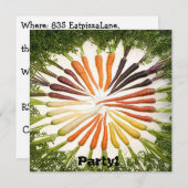 Karotten Gemüse farbenfrohe Regenbogen Muster Gart Einladung (Vorne/Hinten)