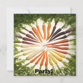 Karotten Gemüse farbenfrohe Regenbogen Muster Gart Einladung (Vorderseite)