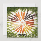 Karotten Gemüse farbenfrohe Regenbogen Muster Gart Einladung (Vorderseite)