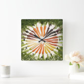 Karotten Gemüse farbenfrohe Regenbogen Muster Gart Quadratische Wanduhr (Zuhause)
