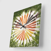 Karotten Gemüse farbenfrohe Regenbogen Muster Gart Quadratische Wanduhr (Winkel)