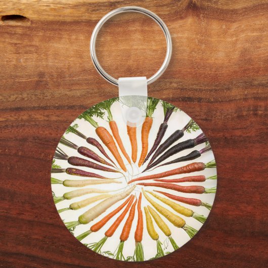 Karotten Gemüse farbenfrohe Regenbogen Muster Gart Schlüsselanhänger (Vorderseite)