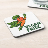 Karotten-Held Vegan Pride Getränkeuntersetzer (Linke Seite)