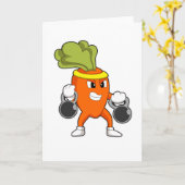 Karotten in Fitness mit Dumbells Karte (Gelbe Blume)