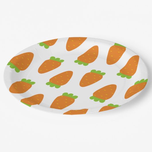 Karotten-Muster-Teller Pappteller (Schrägansicht)