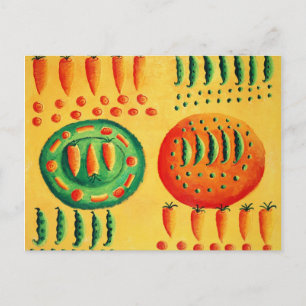 Karotten und Erbsenmalerei Postkarte