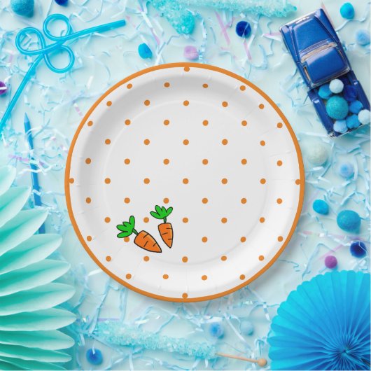 Karotten- und Polka-Papierplatte Pappteller (Party)