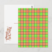 Karottenfarben Kariertes Muster Postkarte (Vorne/Hinten)