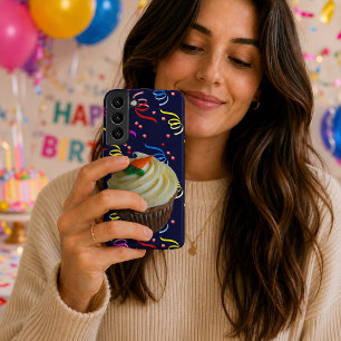 Karottenkuchen Cupcake & Konfetti Blau Samsung Galaxy Hülle