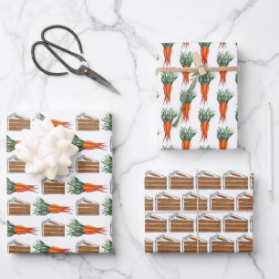 Karottenkuchen Slice Frische Orangenkarotten Hunde Geschenkpapier Set