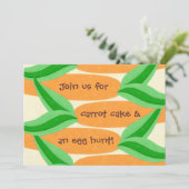 Karottenkuchen und eine Eizelljagd - Einladung zu (Stehend Vorderseite)