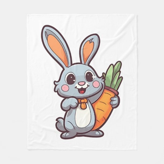 Karottenliebende Osterhase Niedliches 2D Design Fleecedecke (Vorderseite)