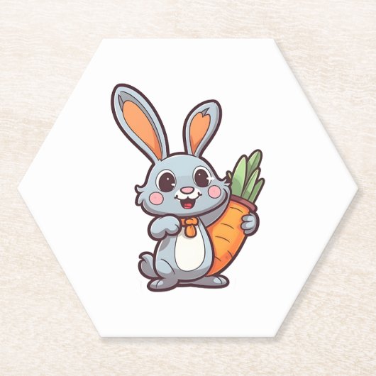Karottenliebende Osterhase Niedliches 2D Design Untersetzer (Vorderseite)