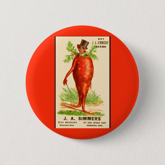 Karottenmann Viktorianische Visitenkarte Button (Vorderseite)