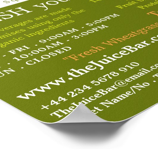 Karottensaft, Juice-Bar-Werbung Poster (Ecke)