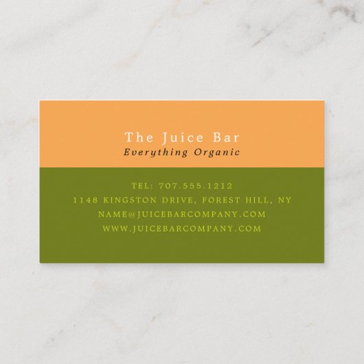 Karottensaft, Saft, Bar Visitenkarte (Rückseite)