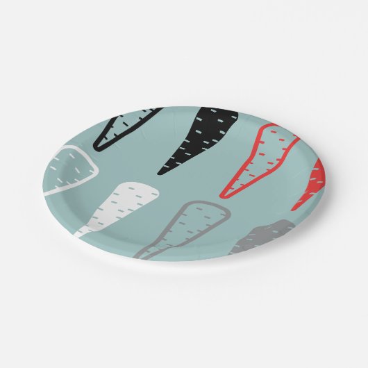 Karottensymbole Orange Schwarz-weiß Paper Teller (Schrägansicht)