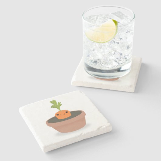 Karottenzeichen Steinuntersetzer (Seitenansicht)