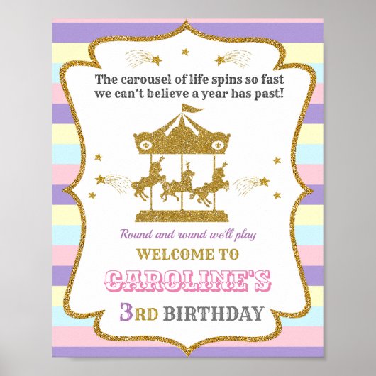 Karousel Begrüßungsschild Party Giro Zirkus Poster (Vorne)