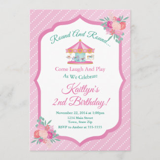 Karousel Geburtstag Einladung Merry Go Runde