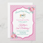 Karousel Geburtstag Einladung Merry Go Runde (Vorne/Hinten)