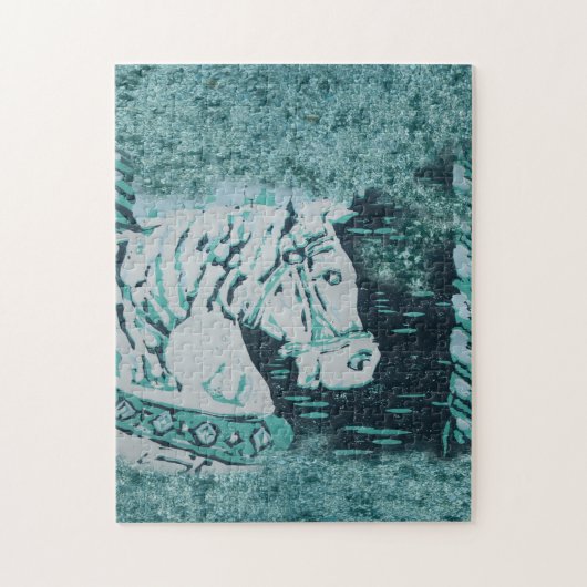 Karousel Horse Aquamarine Puzzle - Jigsaw (Vertikal)