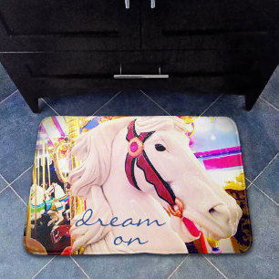 Karousel Horse Fotografy Dream on Script Zitat Badematte