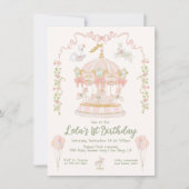 Karousel Merry-go-round Geburtstagsparty Einladung (Vorderseite)