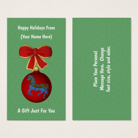 Karousel Weihnachtsfeiertag Geschenkkarte Tag (Vorne & Hinten)