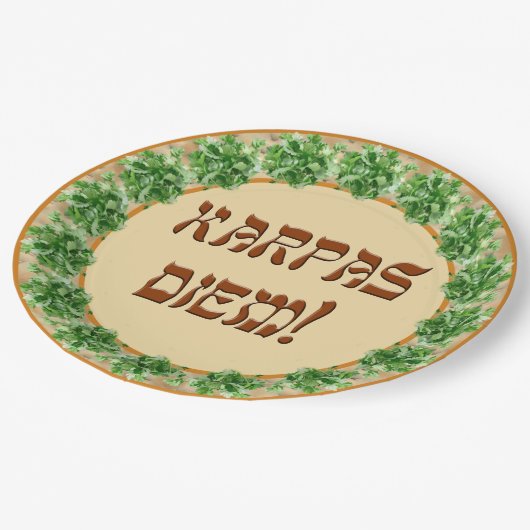 Karpas Diem!Papierplatte Pappteller (Schrägansicht)