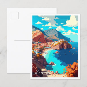Karpathos Greece Travel Vintag Illustration Postkarte
