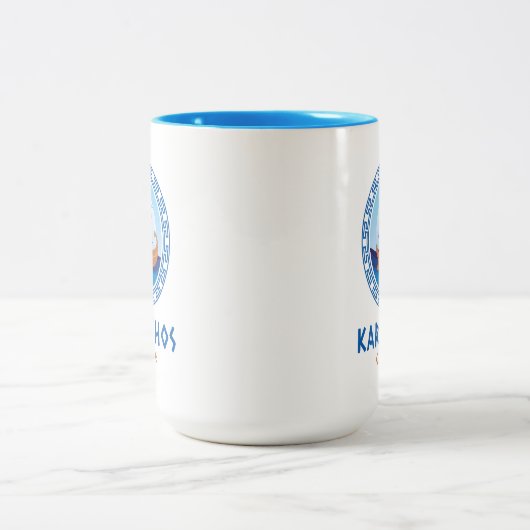 Karpathos, Griechenland, griechisches Schiffsdesig Zweifarbige Tasse (Mittel)