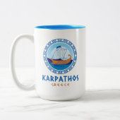 Karpathos, Griechenland, griechisches Schiffsdesig Zweifarbige Tasse (Links)
