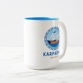 Karpathos, Griechenland, griechisches Schiffsdesig Zweifarbige Tasse (VorderseiteRechts)