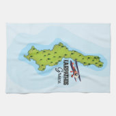 Karpathos Griechisch Map Illustriertes Reiseplakat Geschirrtuch (Horizontal)