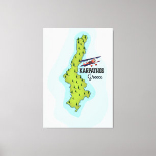 Karpathos Griechisch Map Illustriertes Reiseplakat Leinwanddruck