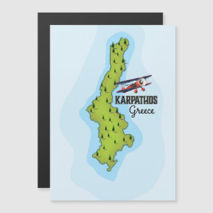 Karpathos Griechisch Map Illustriertes Reiseplakat Magnetkarte