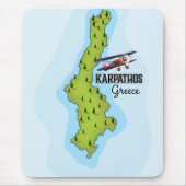 Karpathos Griechisch Map Illustriertes Reiseplakat Mousepad (Vorne)